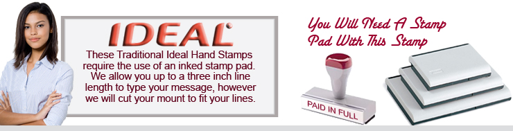 Rubber Ink Stampers with Handle by Ideal Stamp at Wholesale. These Ideal Address and Message Handle Rubber Ink Stampers are available in many sizes